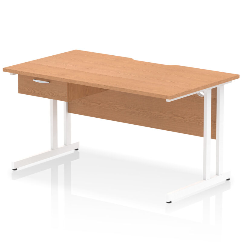 Surge Scalloped Edge Cantilever Straight Desk With Single One Drawer Fixed Pedestal - Image 49