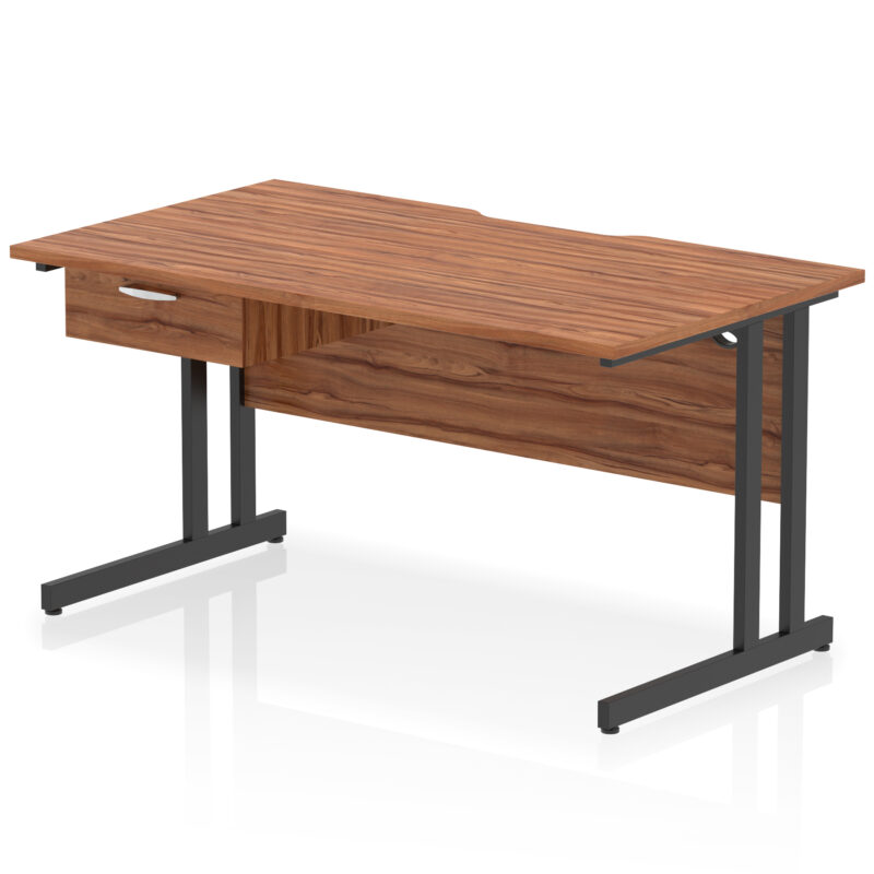 Surge Scalloped Edge Cantilever Straight Desk With Single One Drawer Fixed Pedestal - Image 11