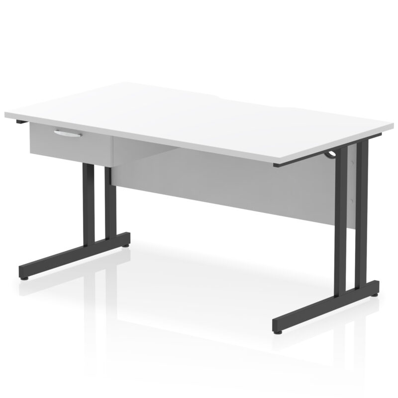 Surge Scalloped Edge Cantilever Straight Desk With Single One Drawer Fixed Pedestal - Image 12