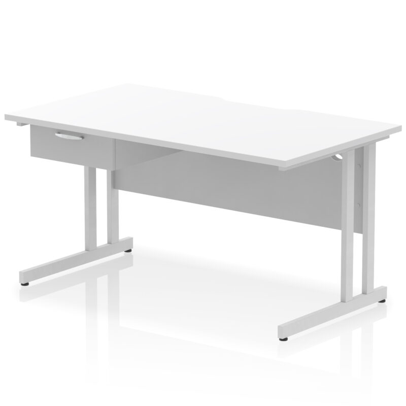 Surge Scalloped Edge Cantilever Straight Desk With Single One Drawer Fixed Pedestal - Image 30
