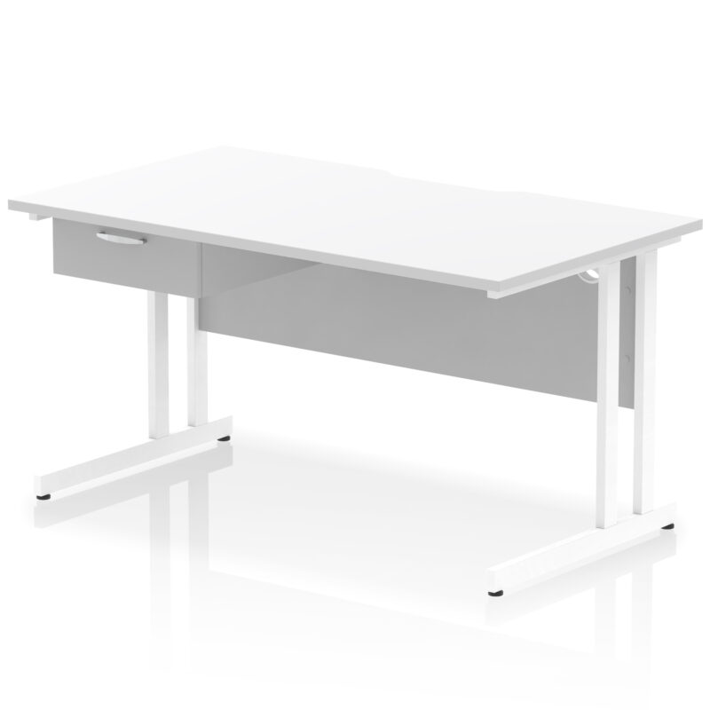 Surge Scalloped Edge Cantilever Straight Desk With Single One Drawer Fixed Pedestal - Image 51