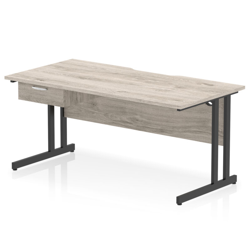 Surge Scalloped Edge Cantilever Straight Desk With Single One Drawer Fixed Pedestal - Image 14