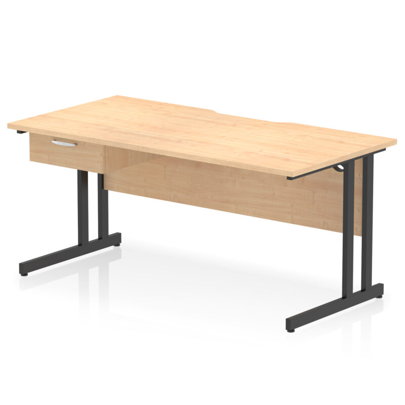 Surge Scalloped Edge Cantilever Straight Desk With Single One Drawer Fixed Pedestal - Image 15