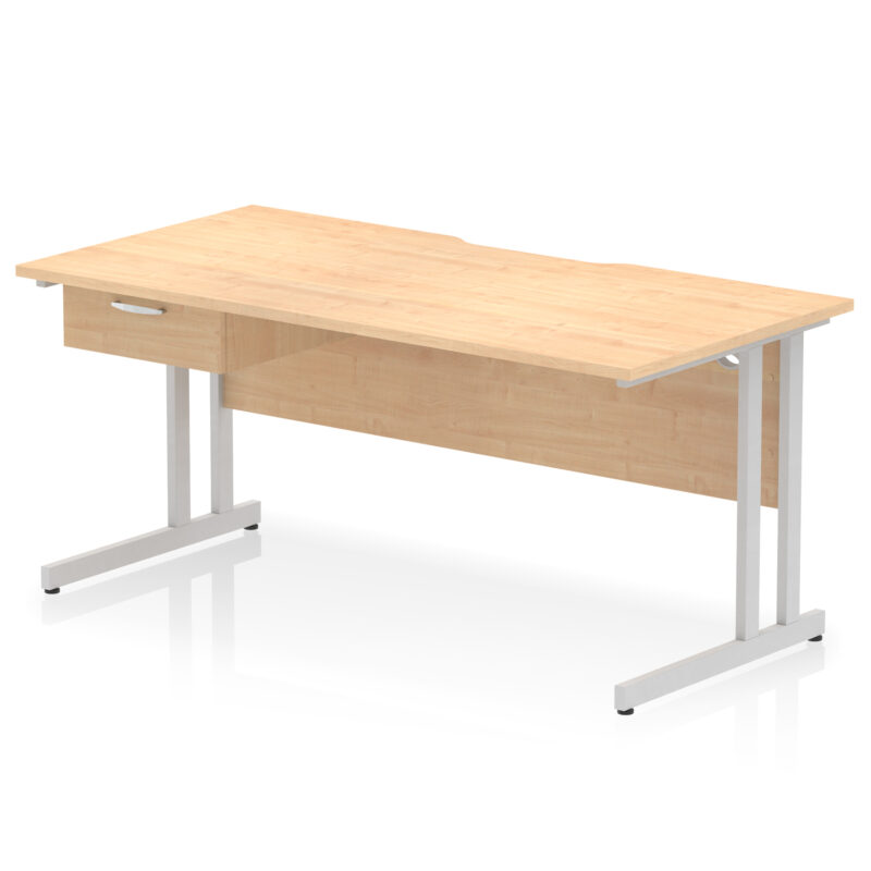 Surge Scalloped Edge Cantilever Straight Desk With Single One Drawer Fixed Pedestal - Image 33