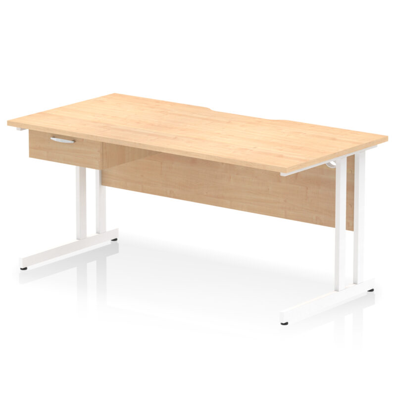Surge Scalloped Edge Cantilever Straight Desk With Single One Drawer Fixed Pedestal - Image 54