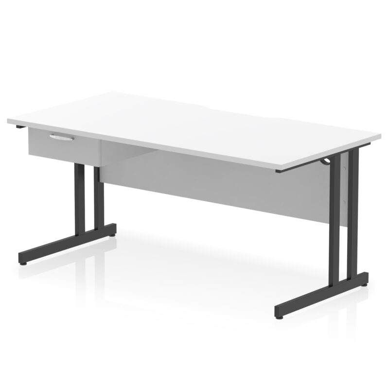 Surge Scalloped Edge Cantilever Straight Desk With Single One Drawer Fixed Pedestal - Image 18