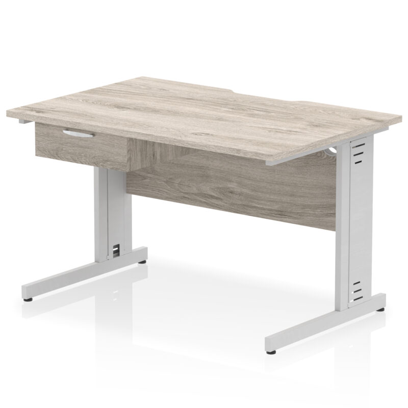 Surge Scalloped Edge Cable Managed Straight Desk With Single One Drawer Fixed Pedestal - Image 20