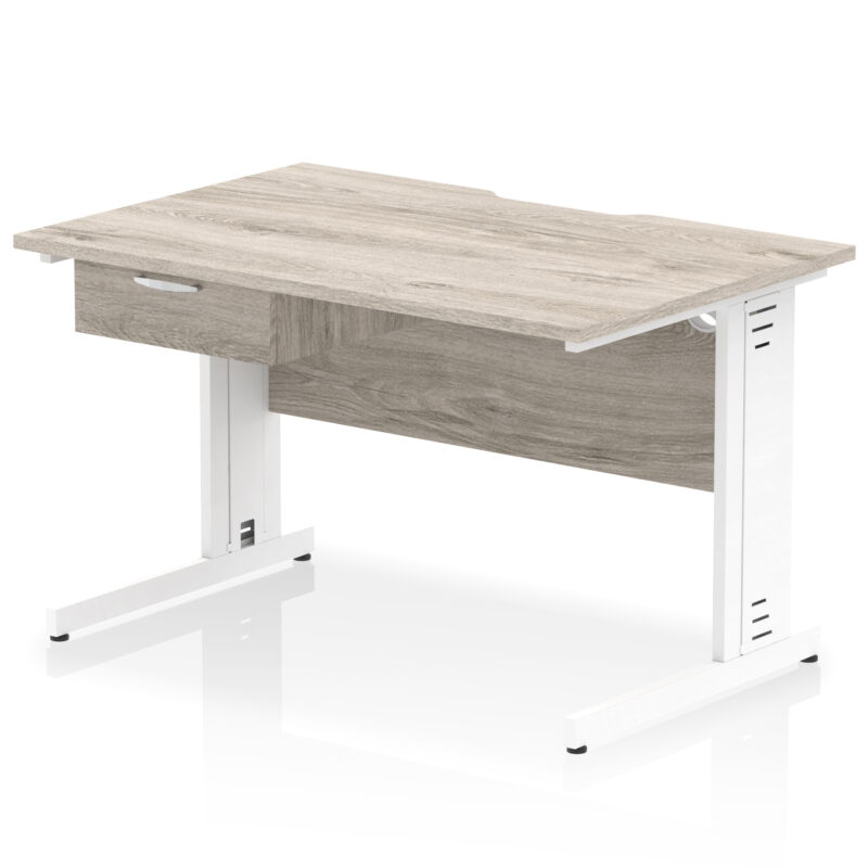 Surge Scalloped Edge Cable Managed Straight Desk With Single One Drawer Fixed Pedestal - Image 41