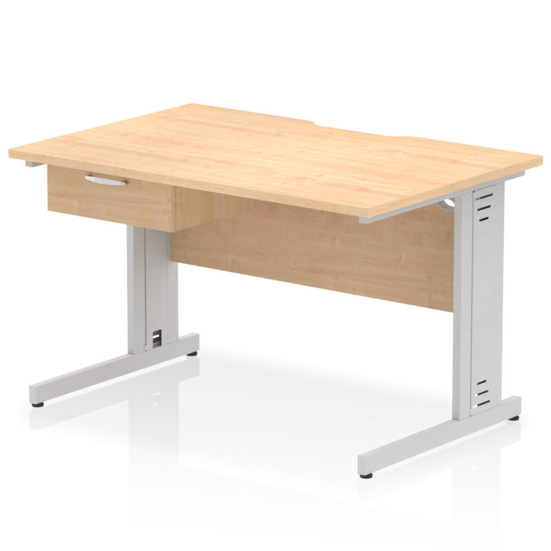 Surge Scalloped Edge Cable Managed Straight Desk With Single One Drawer Fixed Pedestal - Image 21