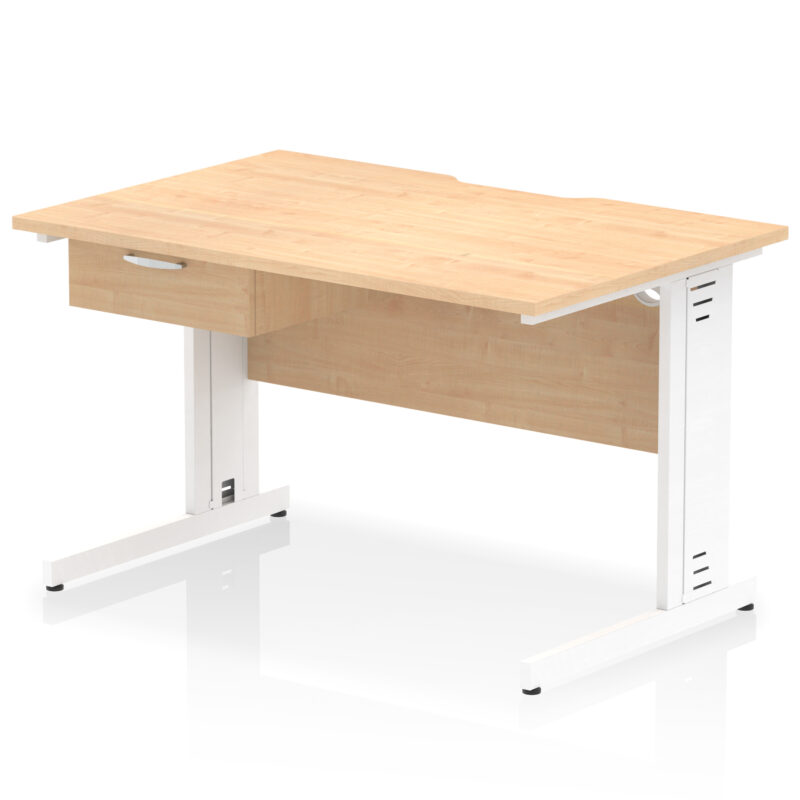 Surge Scalloped Edge Cable Managed Straight Desk With Single One Drawer Fixed Pedestal - Image 42