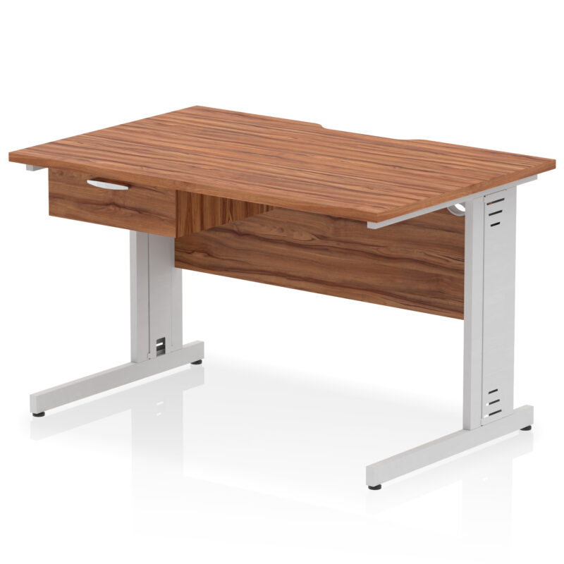 Surge Scalloped Edge Cable Managed Straight Desk With Single One Drawer Fixed Pedestal - Image 23