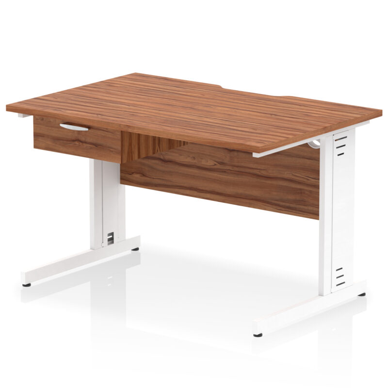 Surge Scalloped Edge Cable Managed Straight Desk With Single One Drawer Fixed Pedestal - Image 44