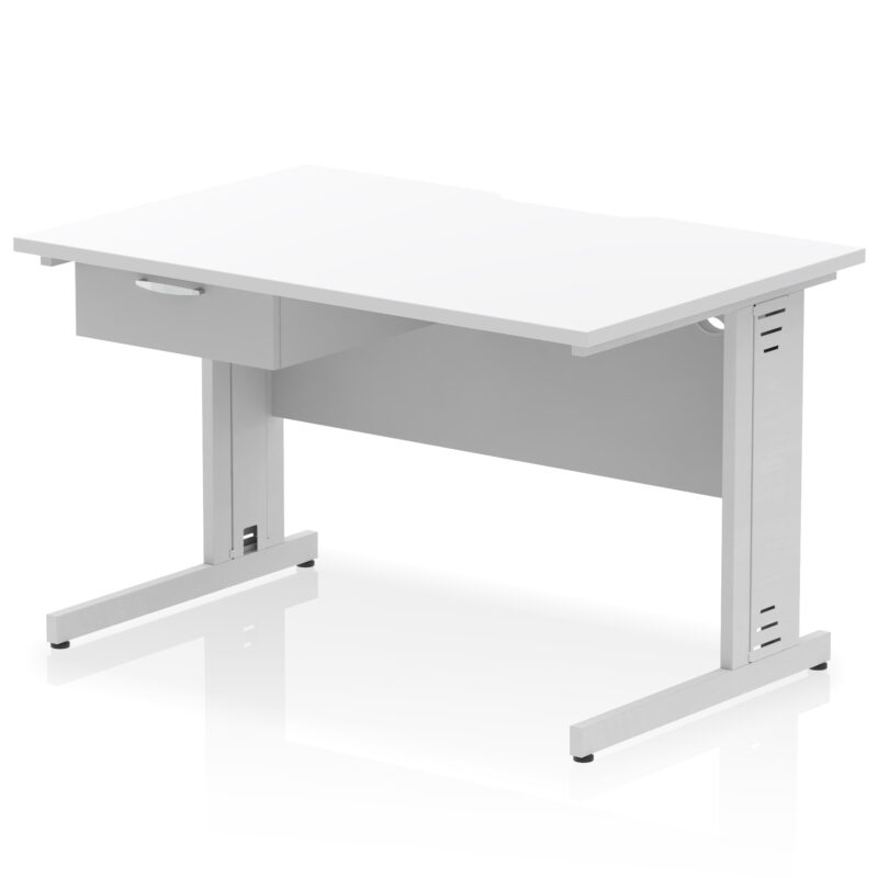 Surge Scalloped Edge Cable Managed Straight Desk With Single One Drawer Fixed Pedestal - Image 24