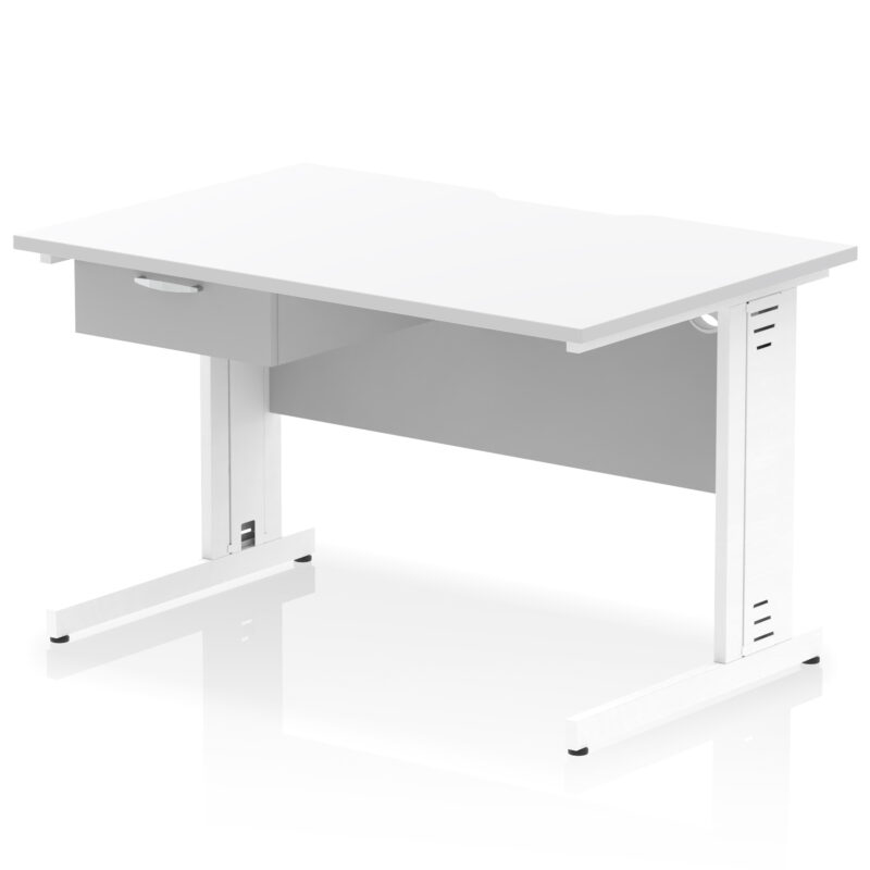 Surge Scalloped Edge Cable Managed Straight Desk With Single One Drawer Fixed Pedestal - Image 45