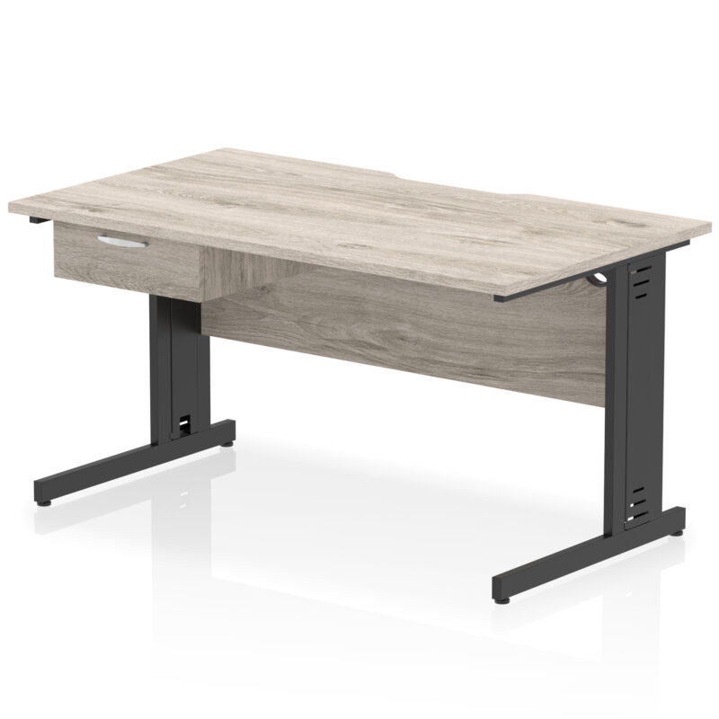 Surge Scalloped Edge Cable Managed Straight Desk With Single One Drawer Fixed Pedestal - Image 8