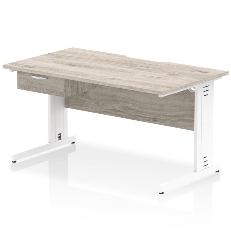 Surge Scalloped Edge Cable Managed Straight Desk With Single One Drawer Fixed Pedestal - Image 47
