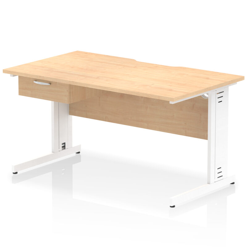Surge Scalloped Edge Cable Managed Straight Desk With Single One Drawer Fixed Pedestal - Image 48