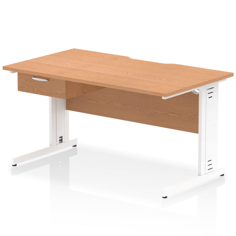 Surge Scalloped Edge Cable Managed Straight Desk With Single One Drawer Fixed Pedestal - Image 49