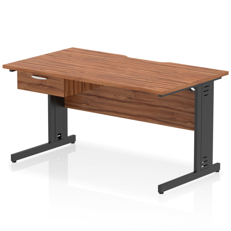 Surge Scalloped Edge Cable Managed Straight Desk With Single One Drawer Fixed Pedestal - Image 11