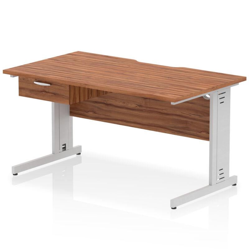 Surge Scalloped Edge Cable Managed Straight Desk With Single One Drawer Fixed Pedestal - Image 29
