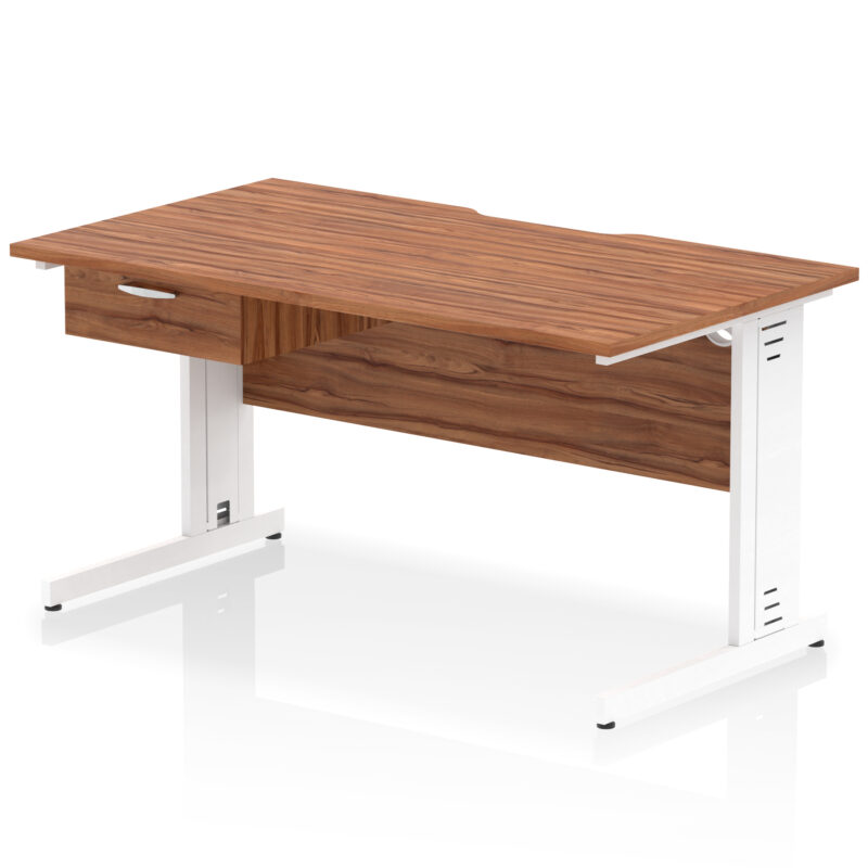 Surge Scalloped Edge Cable Managed Straight Desk With Single One Drawer Fixed Pedestal - Image 50