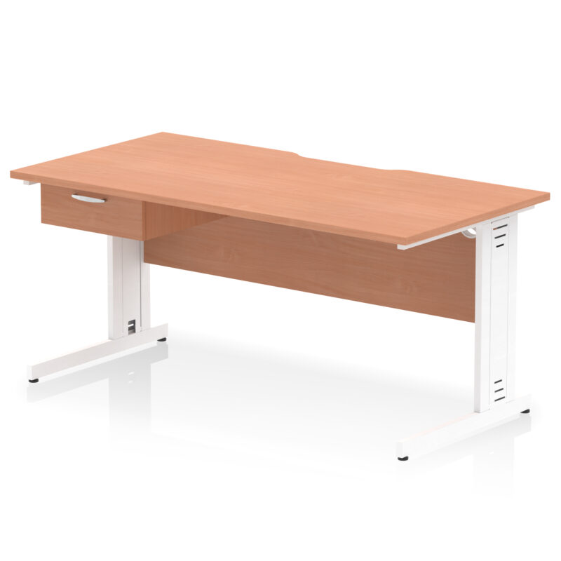 Surge Scalloped Edge Cable Managed Straight Desk With Single One Drawer Fixed Pedestal - Image 52