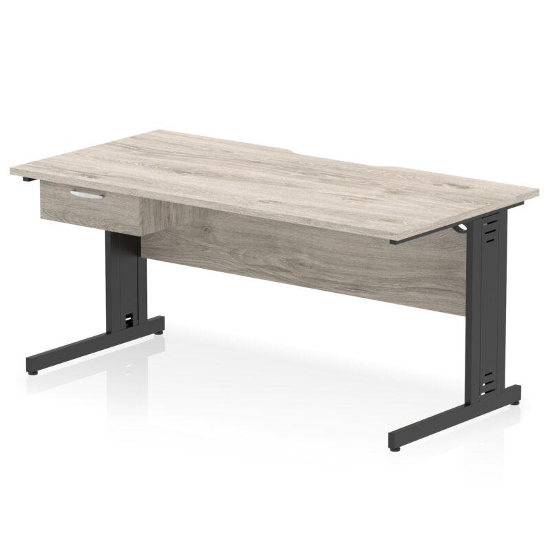 Surge Scalloped Edge Cable Managed Straight Desk With Single One Drawer Fixed Pedestal - Image 14