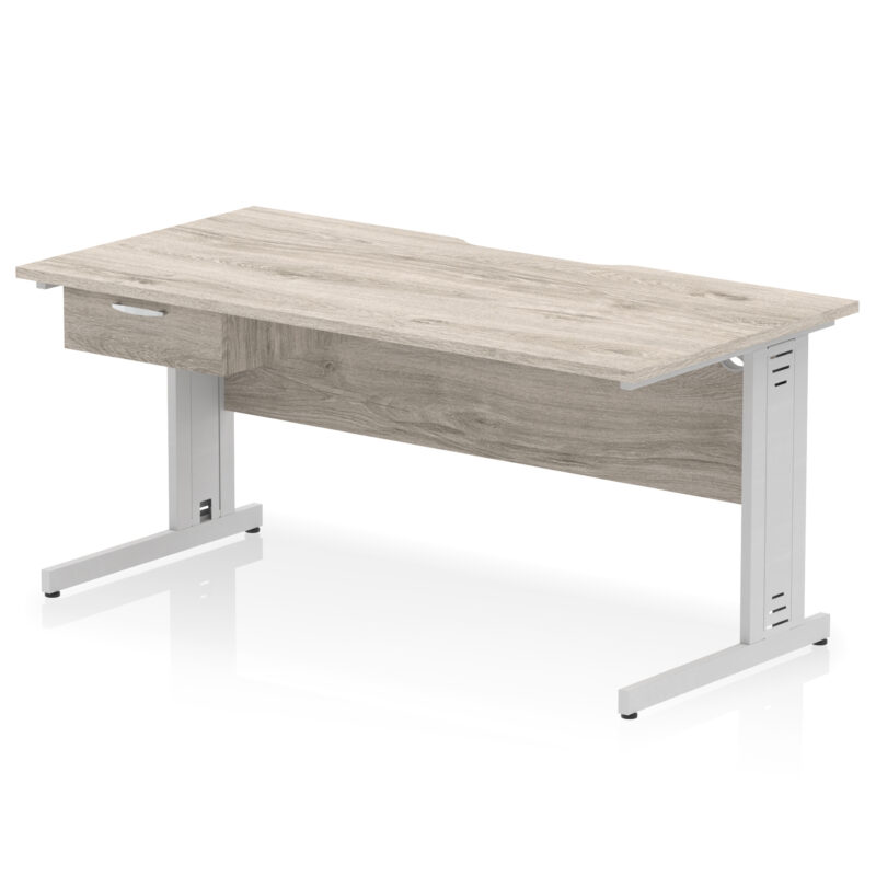 Surge Scalloped Edge Cable Managed Straight Desk With Single One Drawer Fixed Pedestal - Image 32