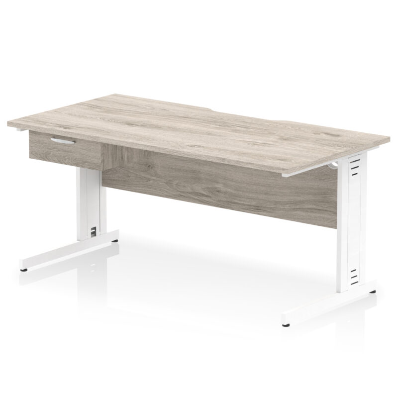 Surge Scalloped Edge Cable Managed Straight Desk With Single One Drawer Fixed Pedestal - Image 53