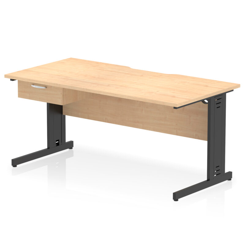 Surge Scalloped Edge Cable Managed Straight Desk With Single One Drawer Fixed Pedestal - Image 15