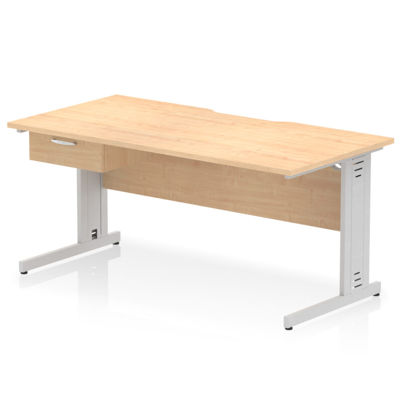 Surge Scalloped Edge Cable Managed Straight Desk With Single One Drawer Fixed Pedestal - Image 33