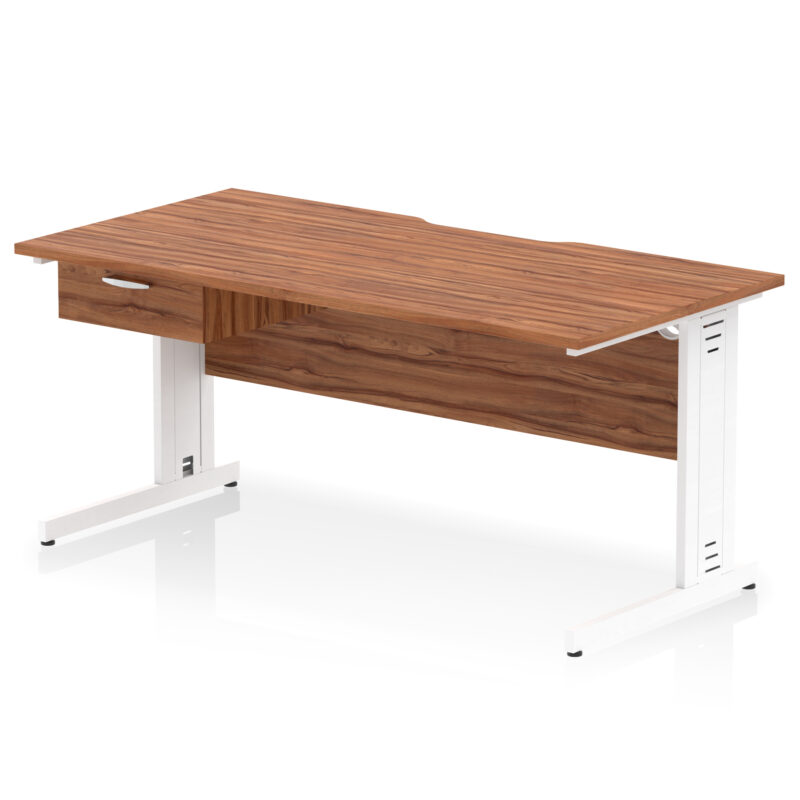 Surge Scalloped Edge Cable Managed Straight Desk With Single One Drawer Fixed Pedestal - Image 56