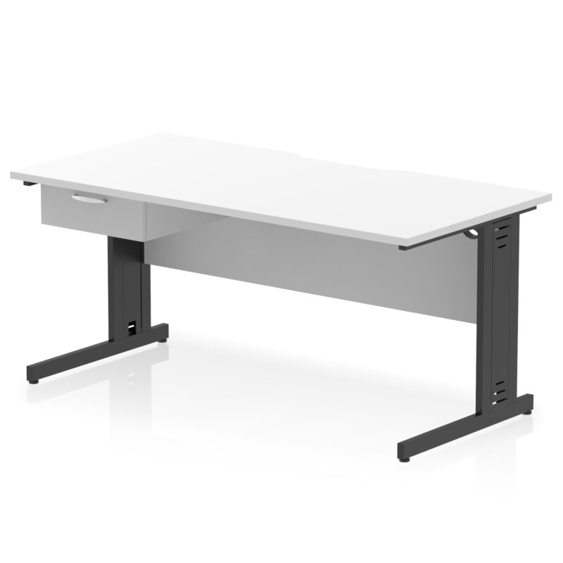 Surge Scalloped Edge Cable Managed Straight Desk With Single One Drawer Fixed Pedestal - Image 18