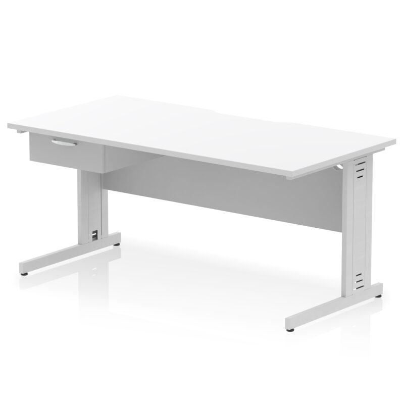 Surge Scalloped Edge Cable Managed Straight Desk With Single One Drawer Fixed Pedestal - Image 36