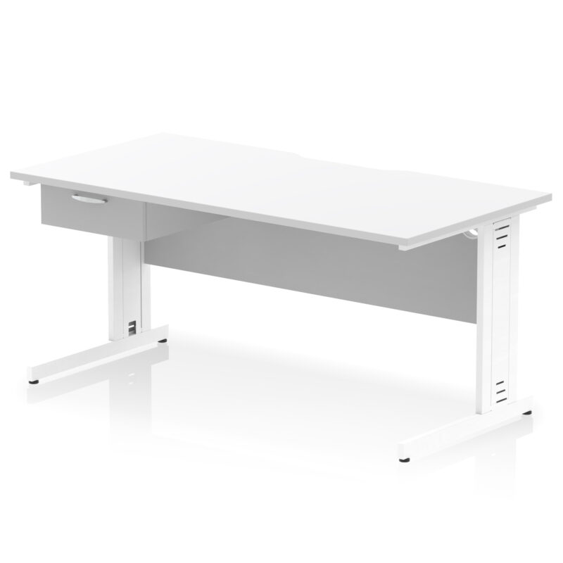 Surge Scalloped Edge Cable Managed Straight Desk With Single One Drawer Fixed Pedestal - Image 57