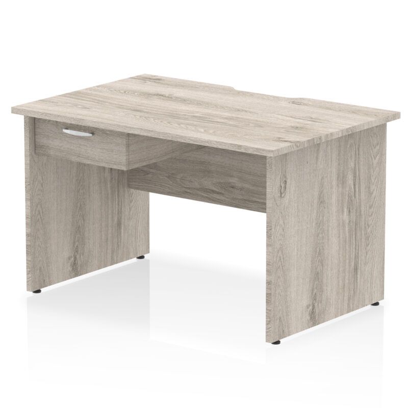Surge Scalloped Edge Panel End Straight Desk Frame With Single One Drawer Fixed Pedestal - Image 5