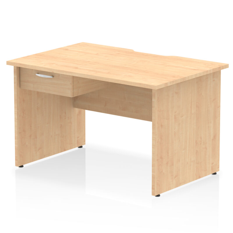 Surge Scalloped Edge Panel End Straight Desk Frame With Single One Drawer Fixed Pedestal - Image 6