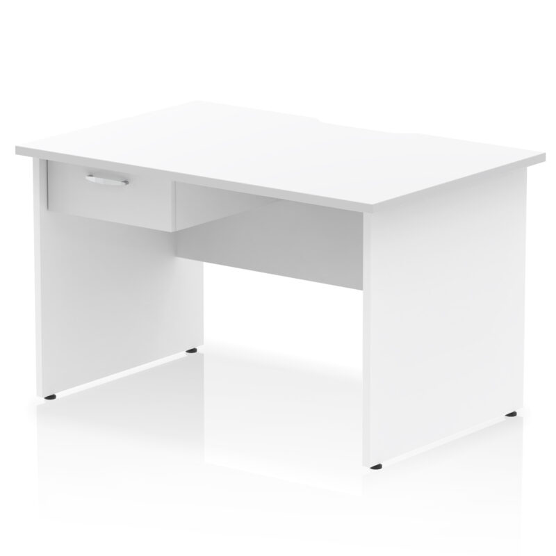 Surge Scalloped Edge Panel End Straight Desk Frame With Single One Drawer Fixed Pedestal - Image 8