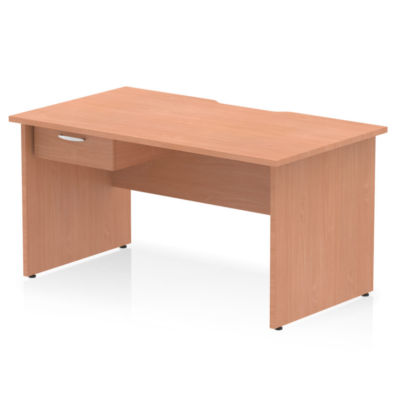 Surge Scalloped Edge Panel End Straight Desk Frame With Single One Drawer Fixed Pedestal - Image 10