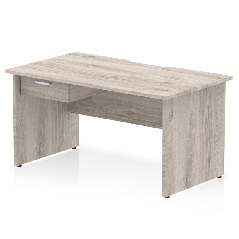 Surge Scalloped Edge Panel End Straight Desk Frame With Single One Drawer Fixed Pedestal - Image 11