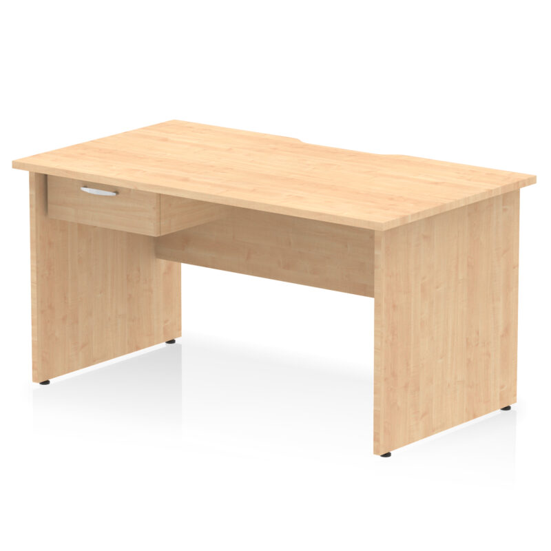 Surge Scalloped Edge Panel End Straight Desk Frame With Single One Drawer Fixed Pedestal - Image 12