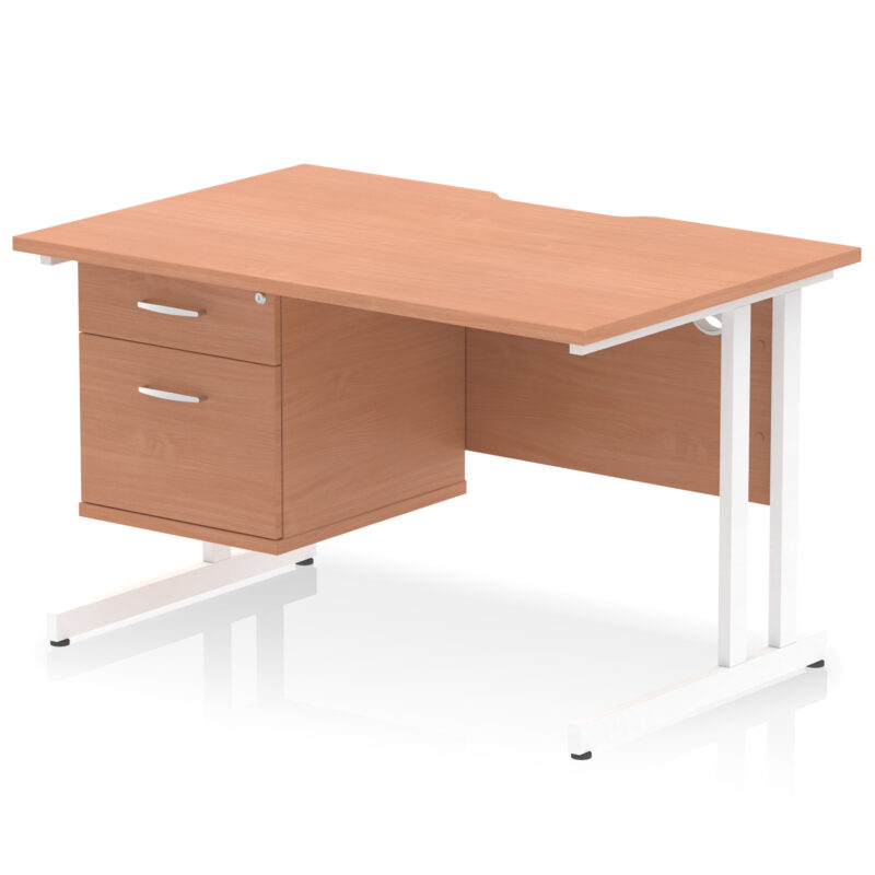Surge Scalloped Edge 1200mm Cantilever Straight Desk With Single Fixed Pedestal - Image 5