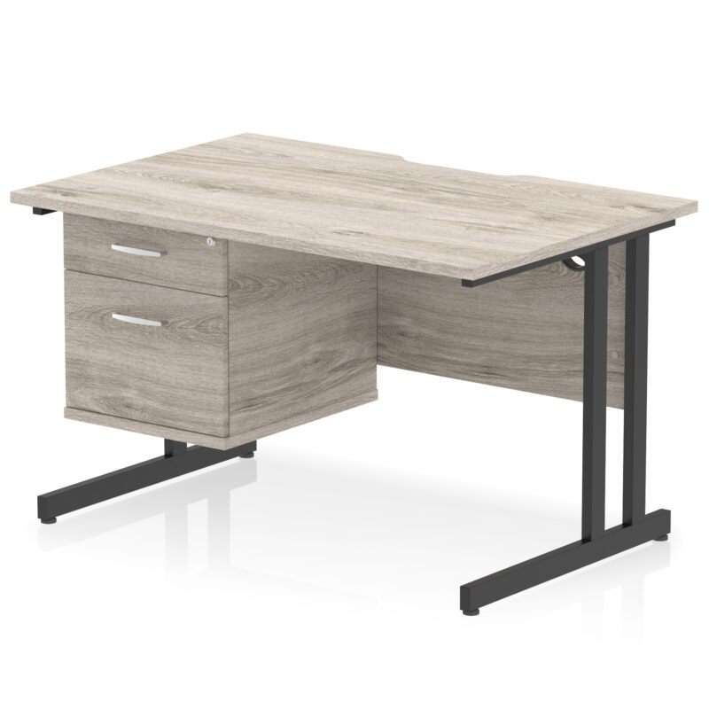 Surge Scalloped Edge 1200mm Cantilever Straight Desk With Single Fixed Pedestal - Image 6