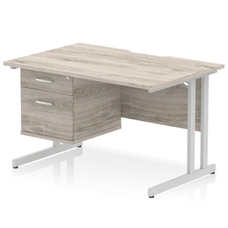 Surge Scalloped Edge 1200mm Cantilever Straight Desk With Single Fixed Pedestal - Image 7