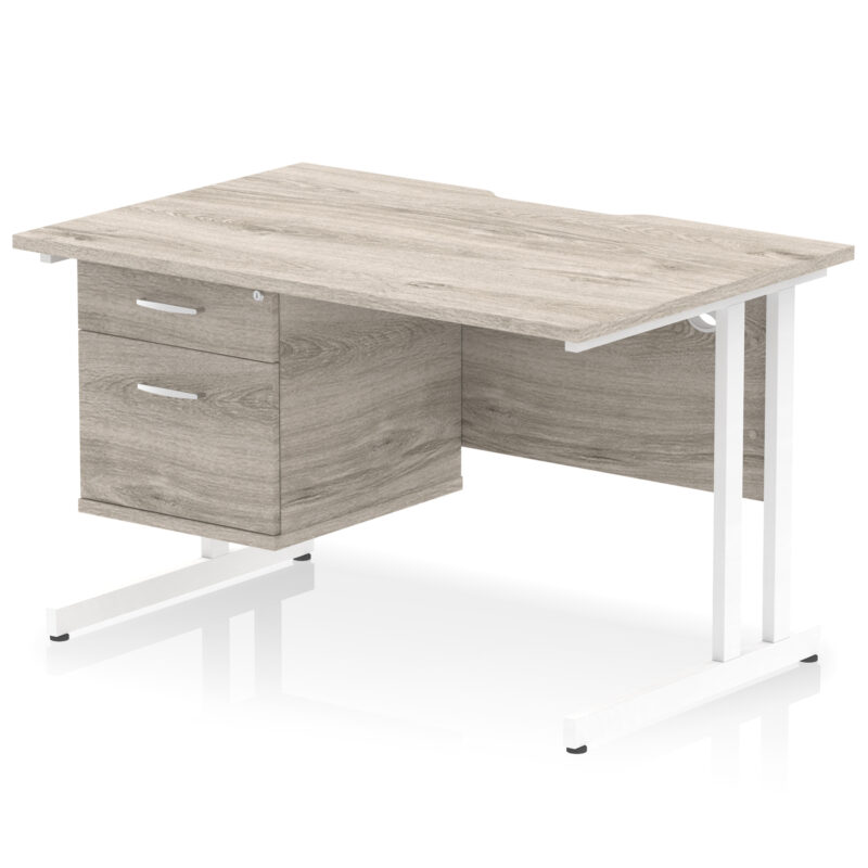 Surge Scalloped Edge 1200mm Cantilever Straight Desk With Single Fixed Pedestal - Image 8