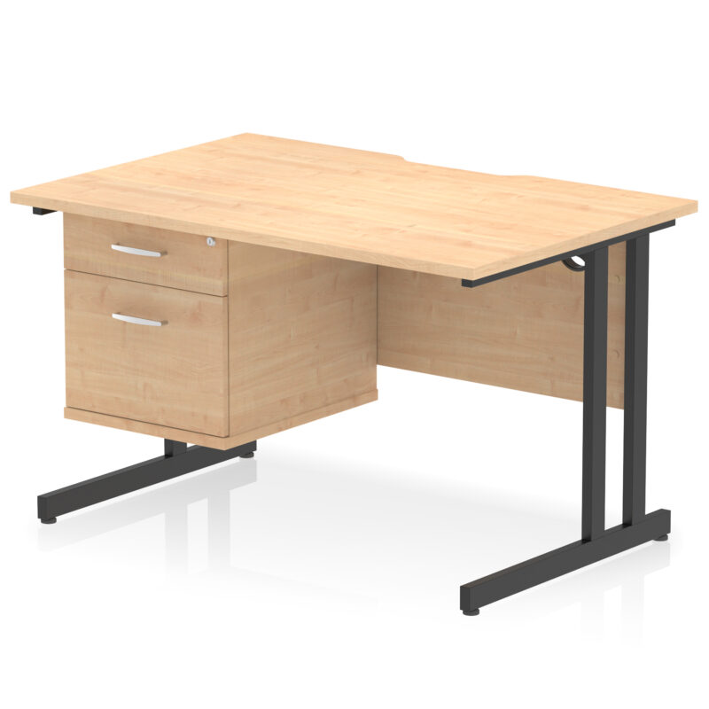 Surge Scalloped Edge 1200mm Cantilever Straight Desk With Single Fixed Pedestal - Image 9