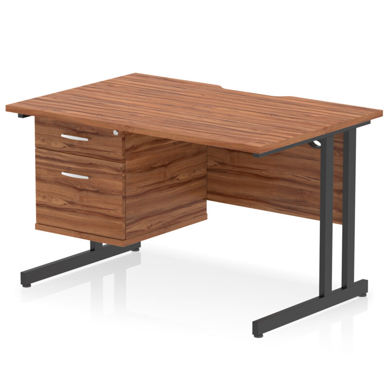 Surge Scalloped Edge 1200mm Cantilever Straight Desk With Single Fixed Pedestal - Image 15