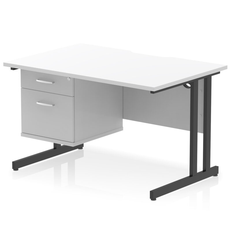 Surge Scalloped Edge 1200mm Cantilever Straight Desk With Single Fixed Pedestal - Image 18