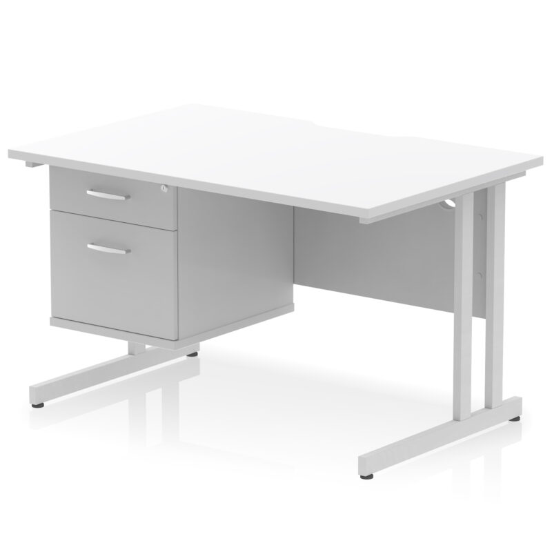 Surge Scalloped Edge 1200mm Cantilever Straight Desk With Single Fixed Pedestal - Image 19