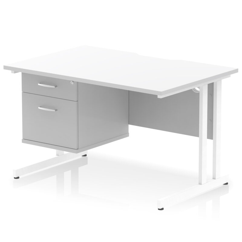 Surge Scalloped Edge 1200mm Cantilever Straight Desk With Single Fixed Pedestal - Image 20